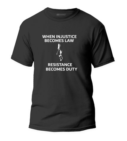 Injustice Becomes Law T-shirt - black